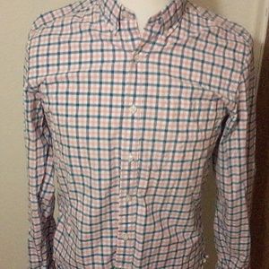 J Crew Men's Medium Checkered Shirt Pink Blue